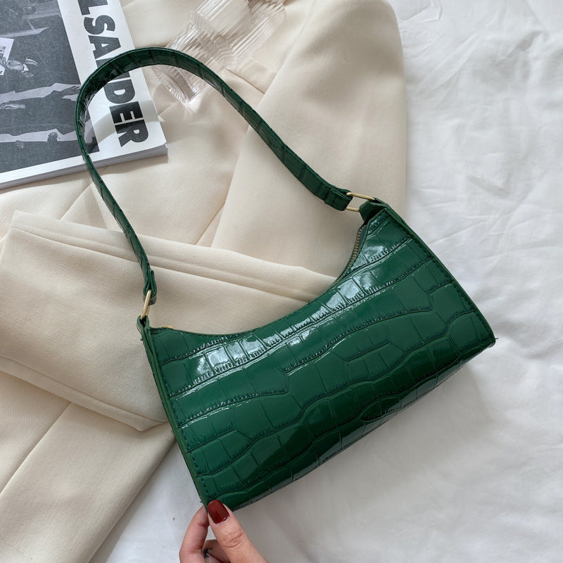 Embossed Candy Color Underarm Bag - Green