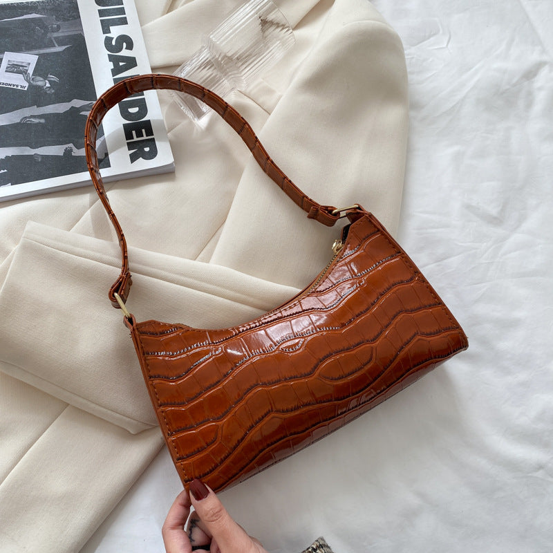 Embossed Candy Color Underarm Bag - Light Brown