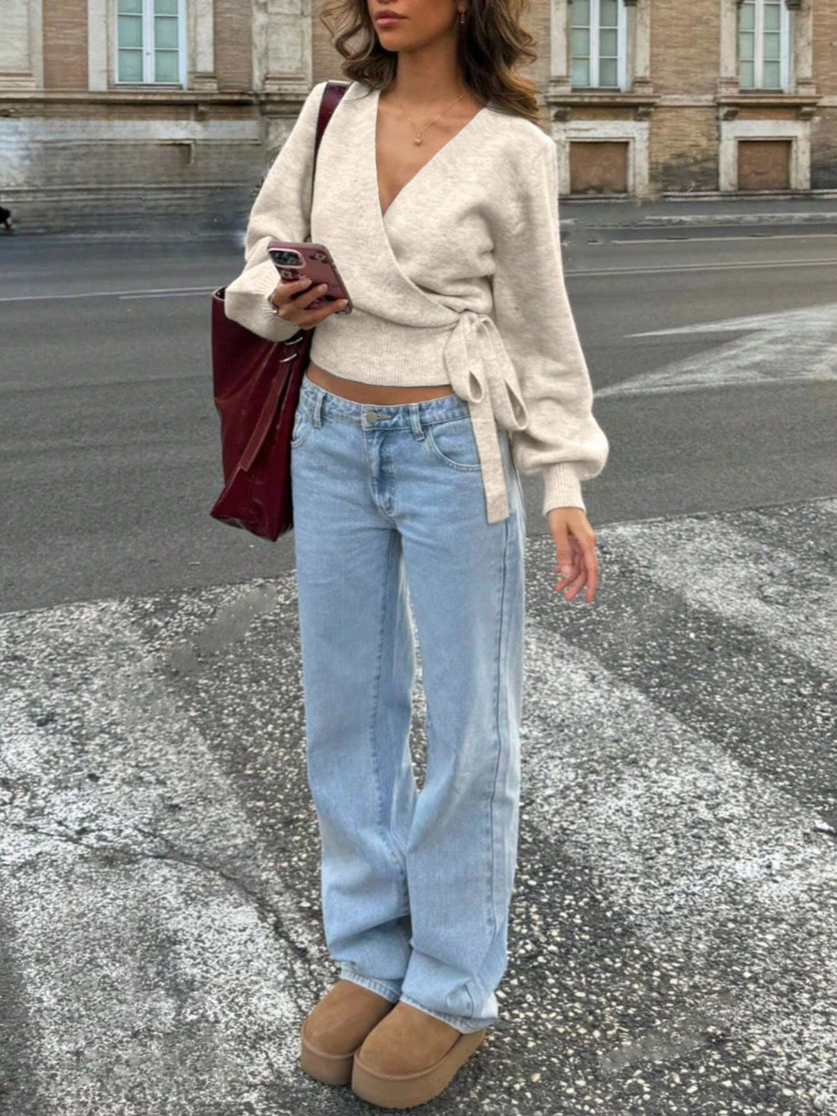 Women's V-Neck Knitted Cardigan