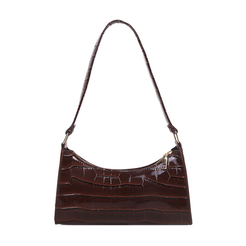 Embossed Candy Color Underarm Bag - Dark Brown
