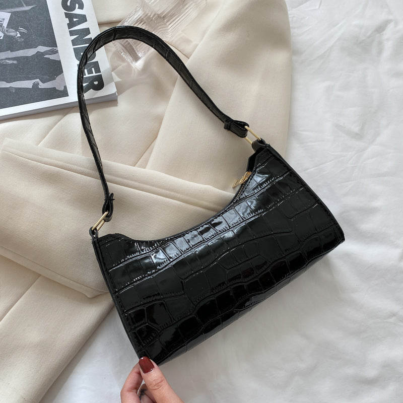 Embossed Candy Color Underarm Bag - Black