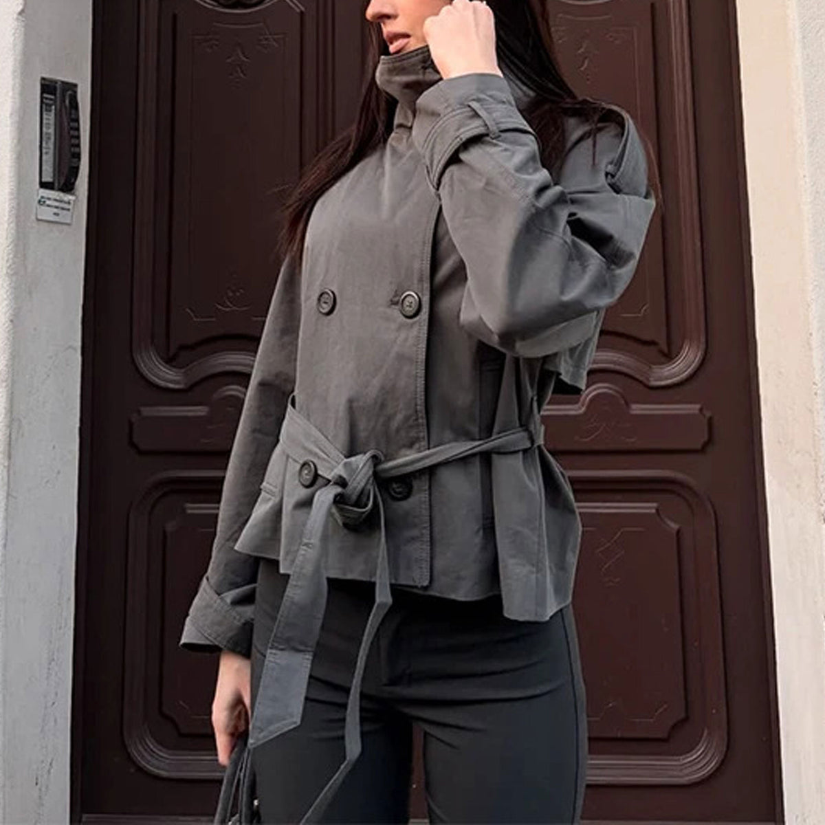 Womens Waist Tie Trench Coat