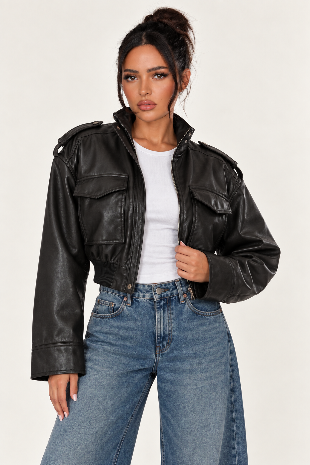 Retro Motorcycle Jacket for Women - Black