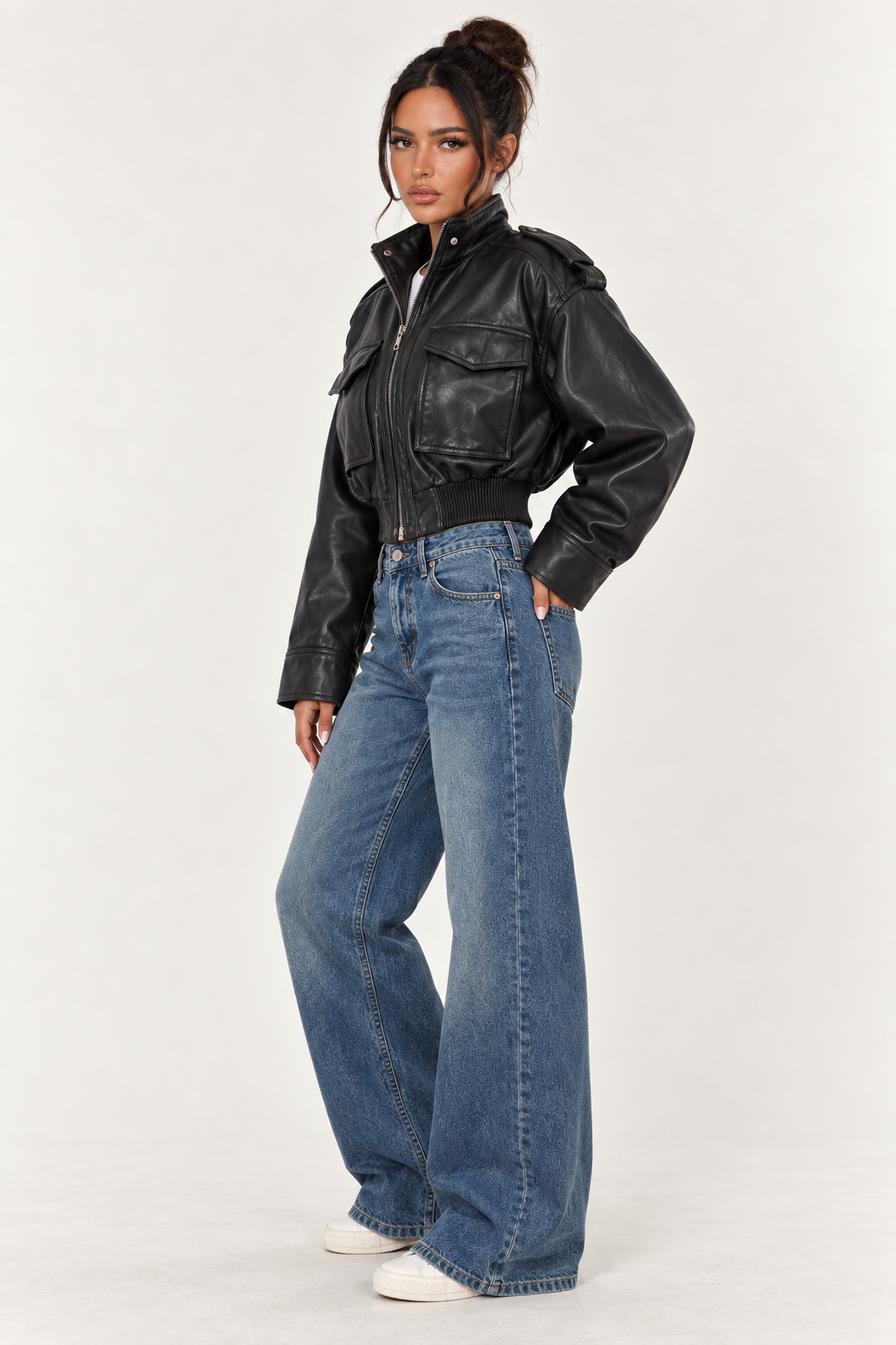 Retro Motorcycle Jacket for Women - Black
