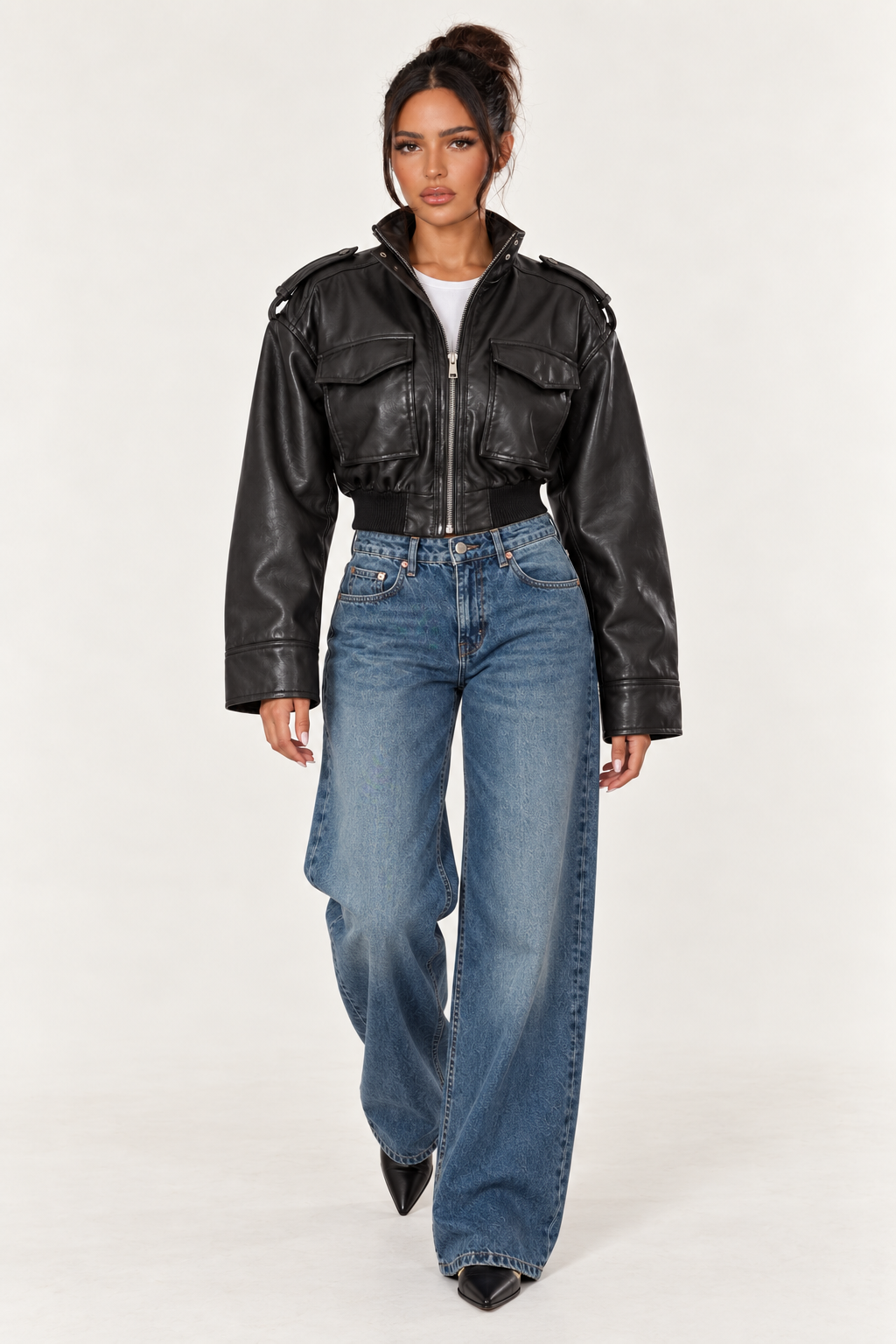 Retro Motorcycle Jacket for Women - Black