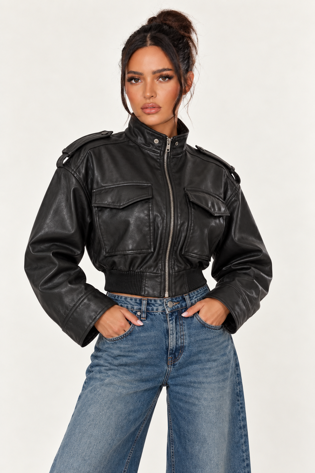 Retro Motorcycle Jacket for Women - Black