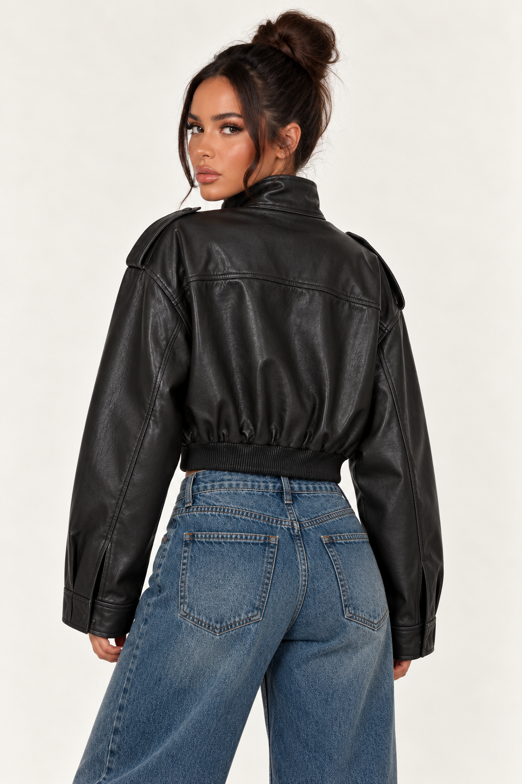 Retro Motorcycle Jacket for Women - Black