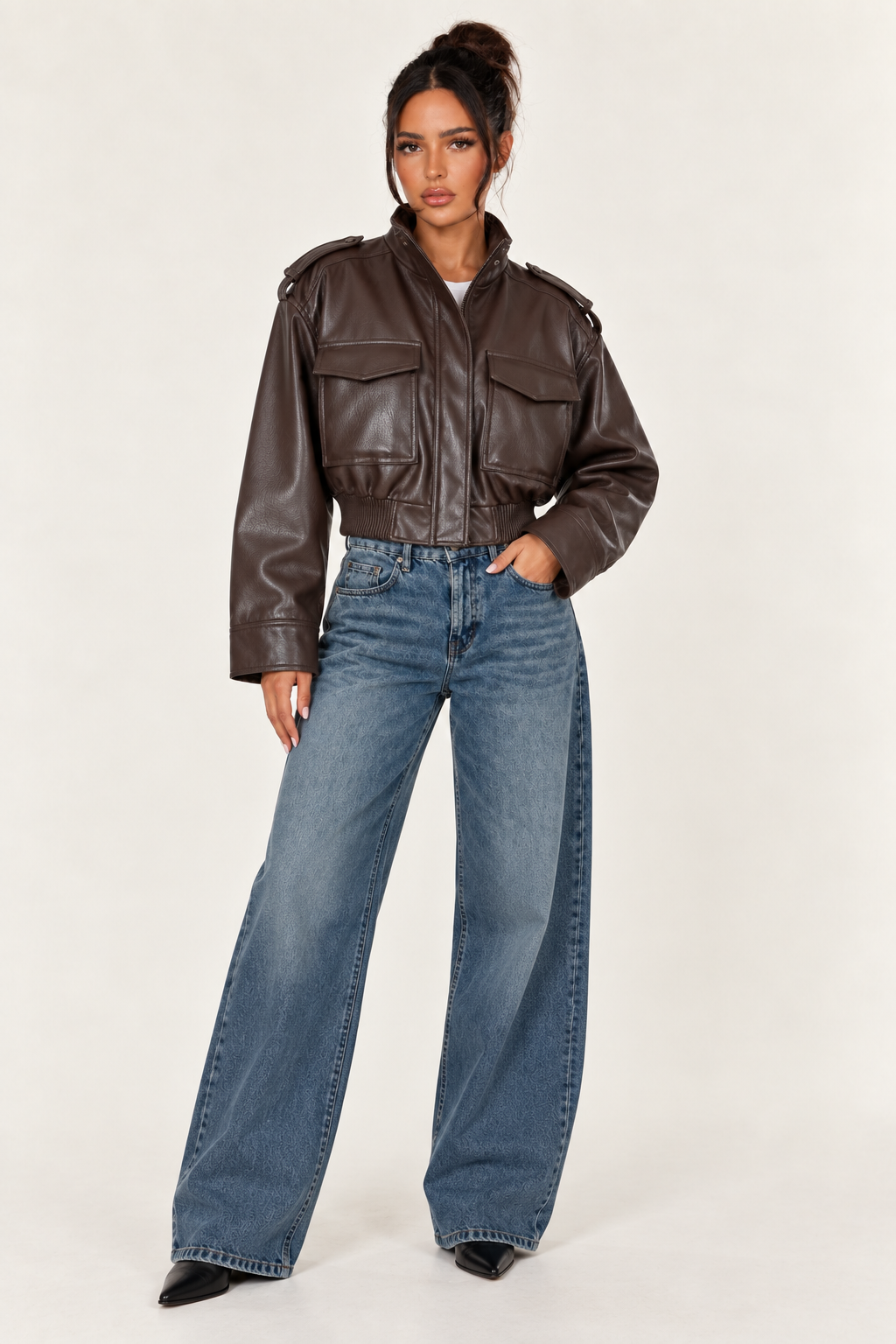 Retro Motorcycle Jacket for Women - Brown