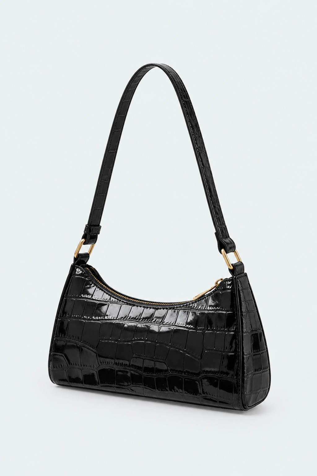 Embossed Candy Color Underarm Bag - Black