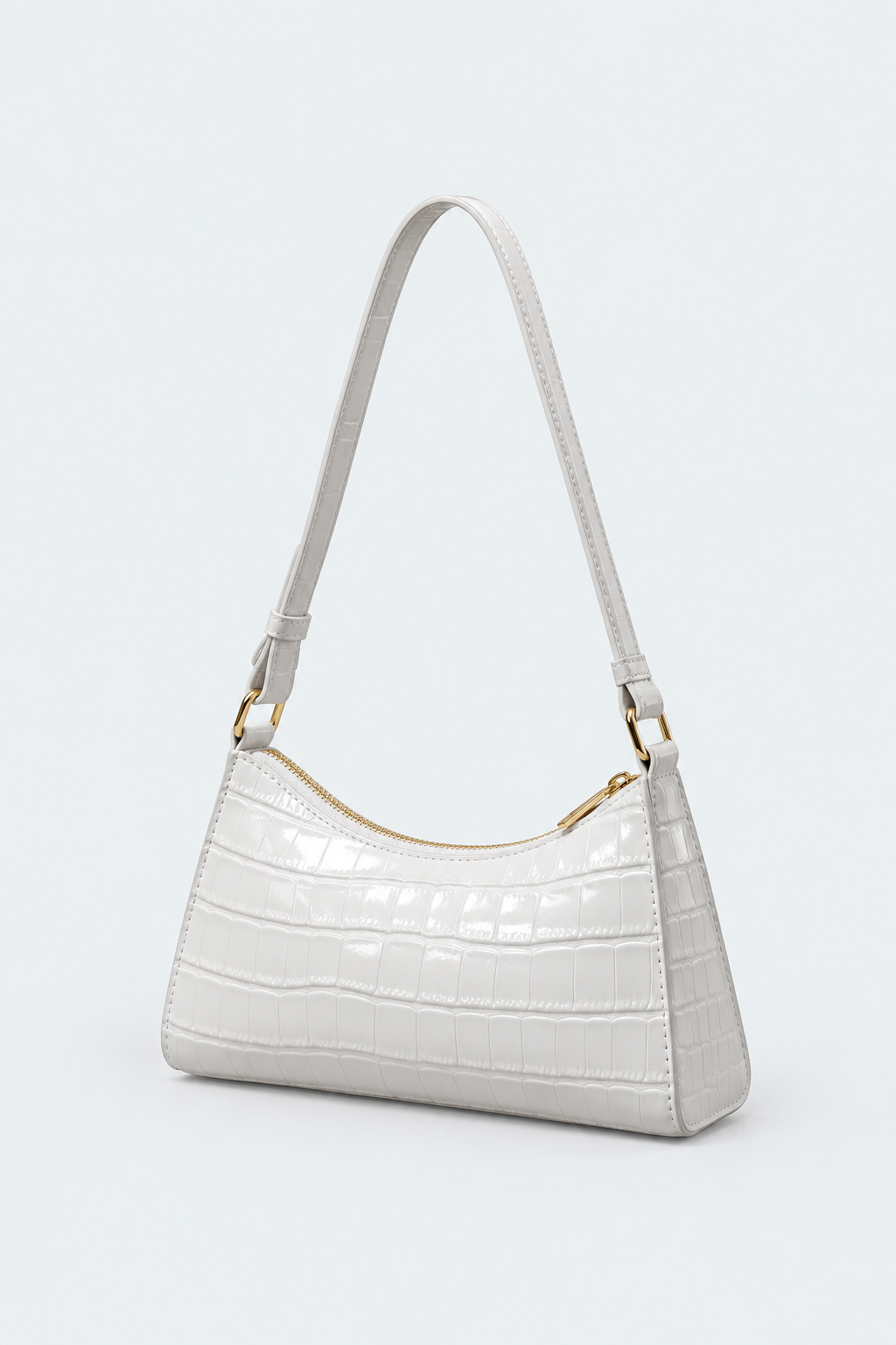 Embossed Candy Color Underarm Bag - White