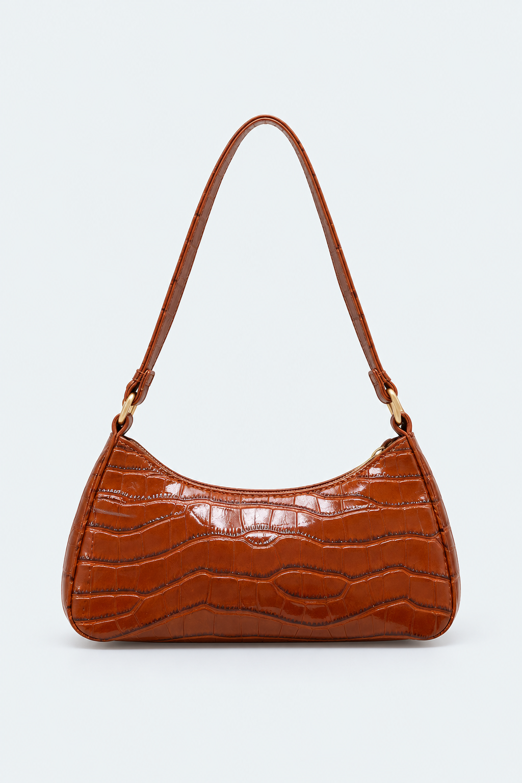 Embossed Candy Color Underarm Bag - Light Brown