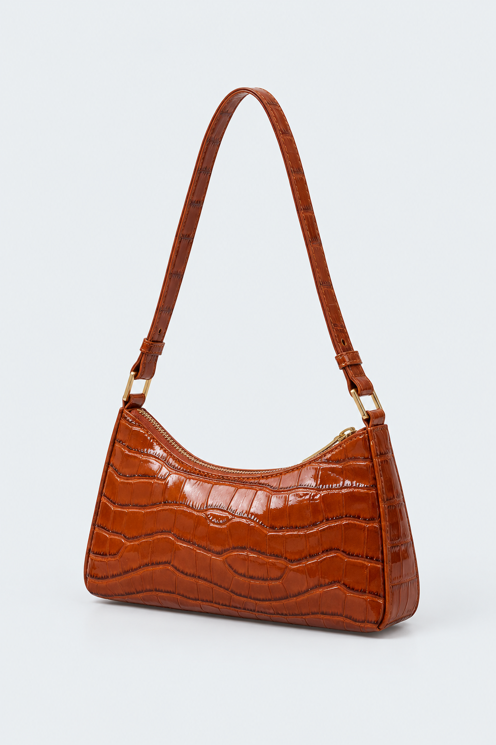 Embossed Candy Color Underarm Bag - Light Brown