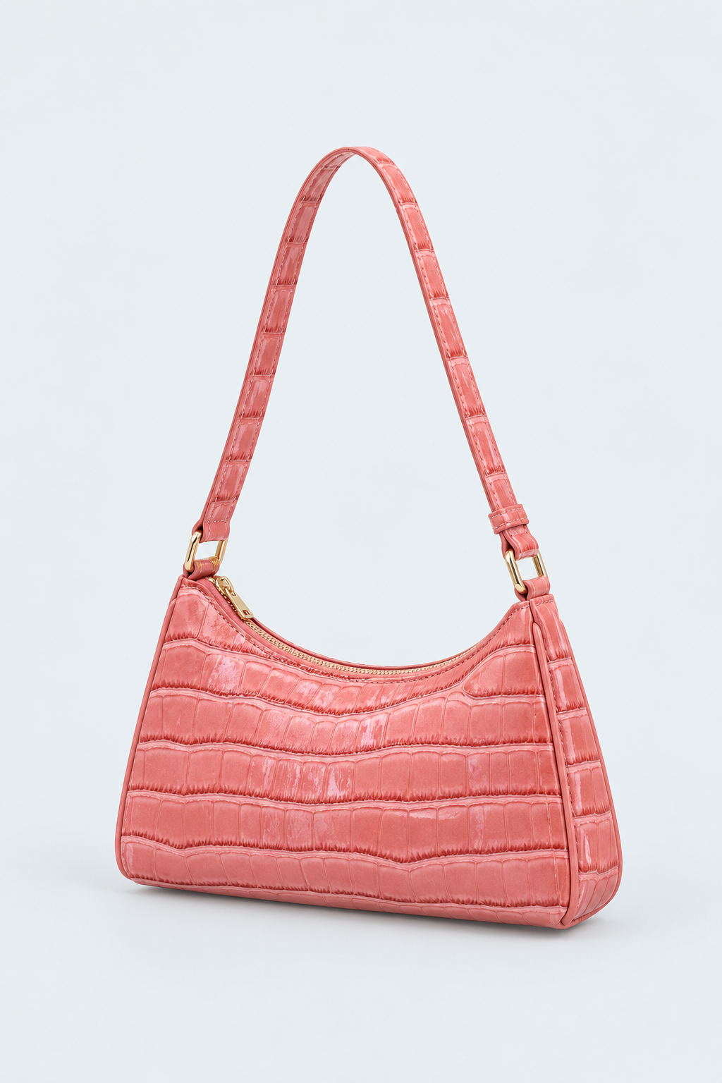 Embossed Candy Color Underarm Bag - Pink
