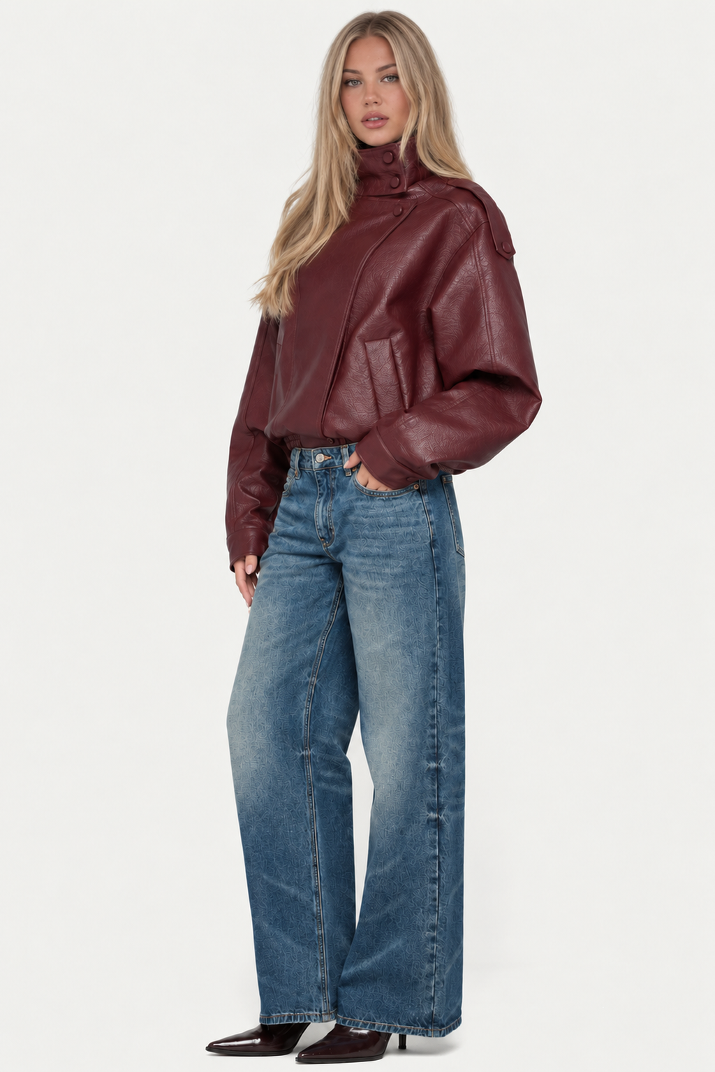 Womens Retro Pebbled Leather Jacket (Copy)