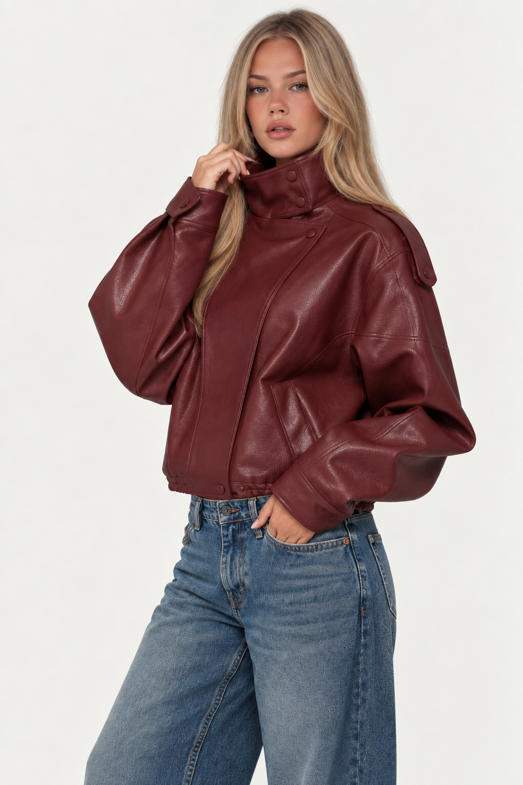 Womens Retro Pebbled Leather Jacket (Copy)
