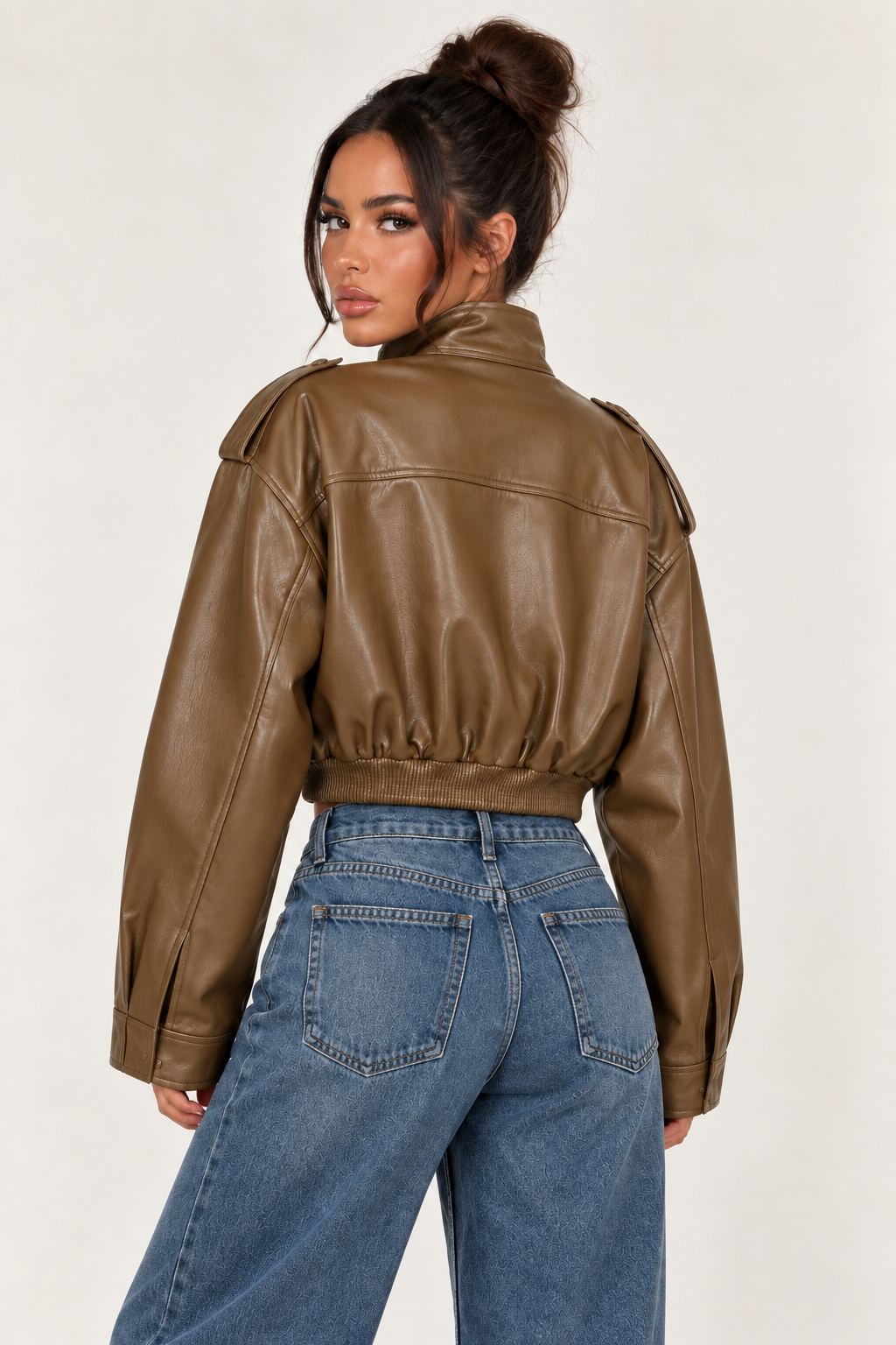 Retro Motorcycle Jacket for Women - Camel