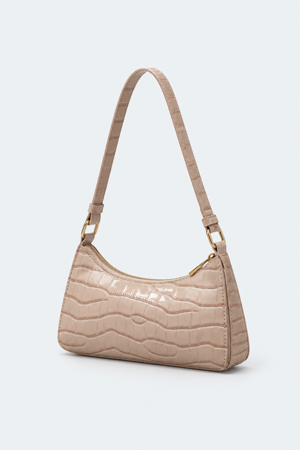 Embossed Candy Color Underarm Bag - Beige