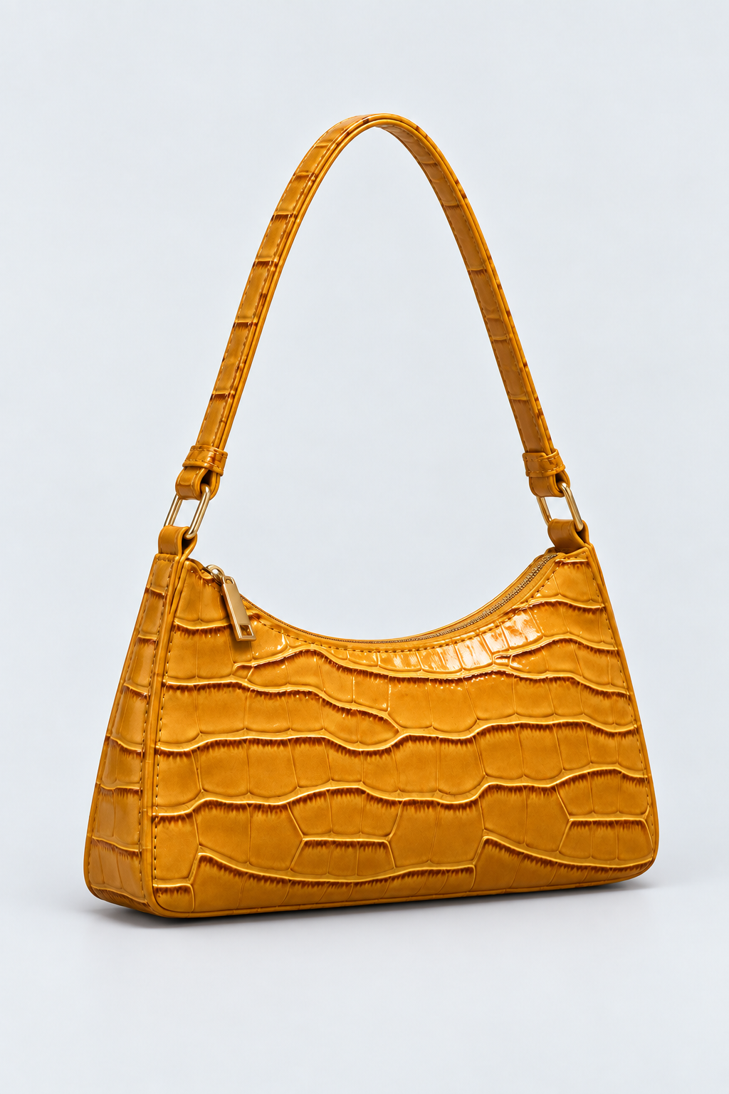 Embossed Candy Color Underarm Bag - Yellow