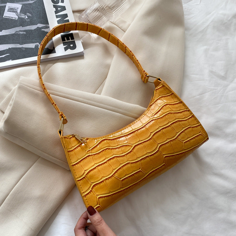 Embossed Candy Color Underarm Bag - Yellow