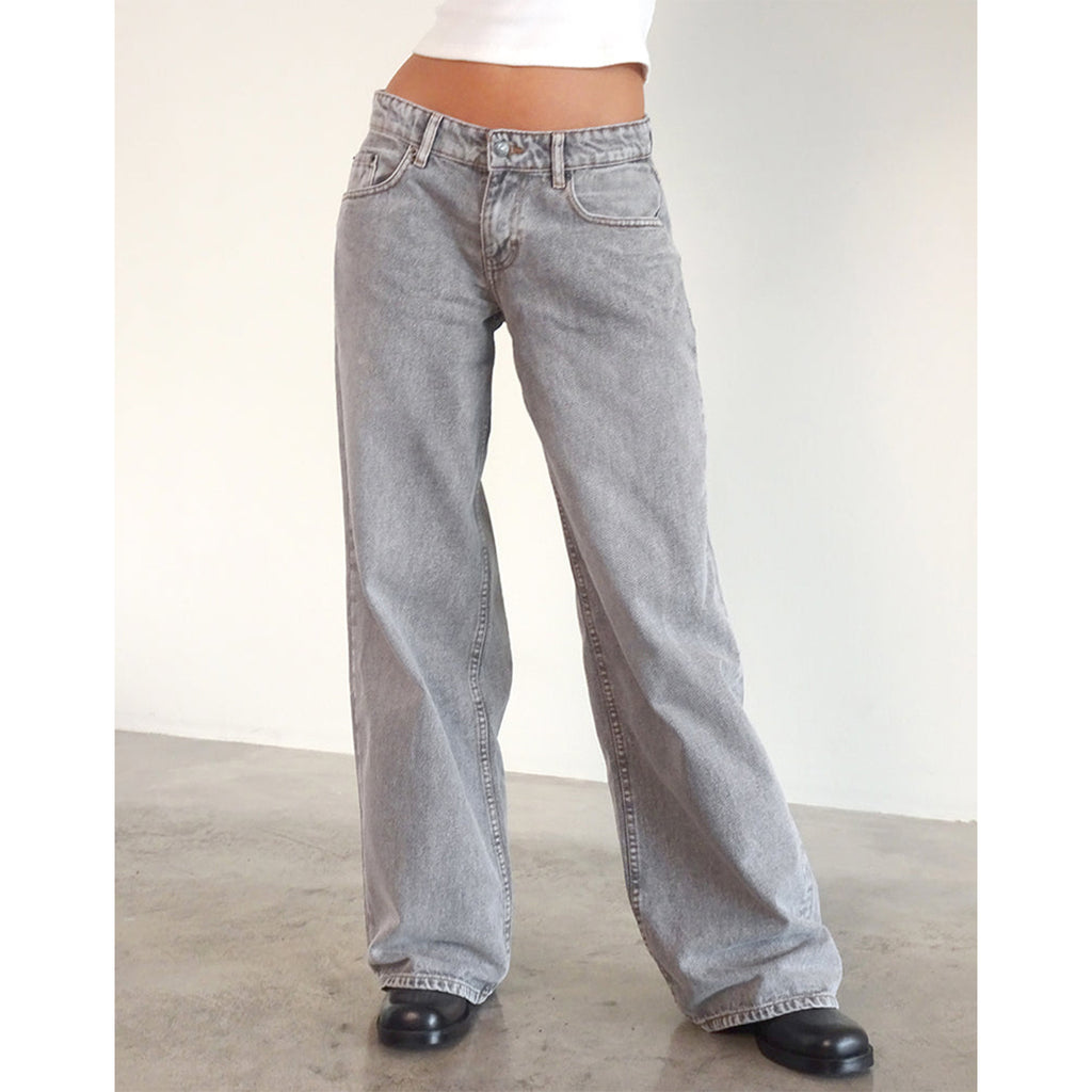 Womens Denim Trousers - Light Gray