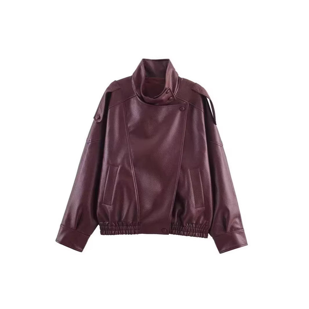 Womens Retro Pebbled Leather Jacket (Copy)