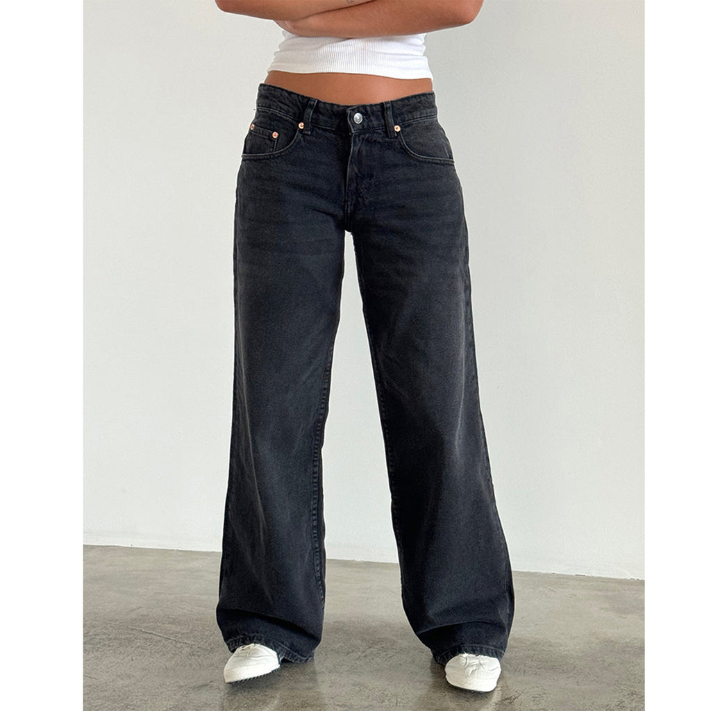 Womens Denim Trousers - Black Gray