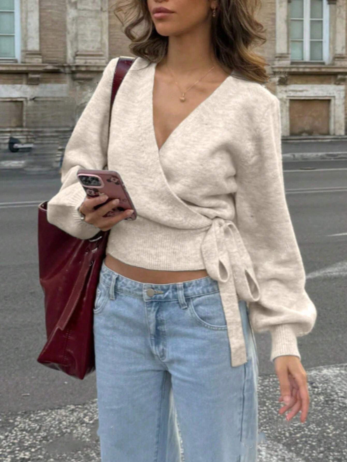 Women's V-Neck Knitted Cardigan