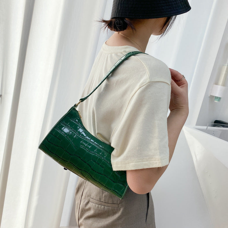 Embossed Candy Color Underarm Bag - Dark Brown
