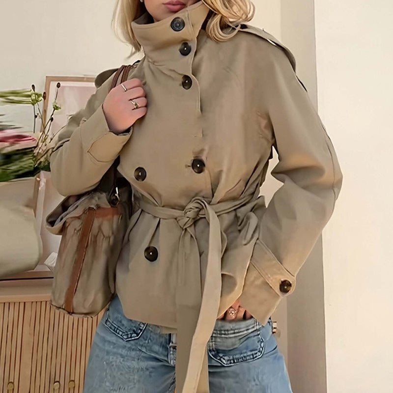 Womens Waist Tie Trench Coat